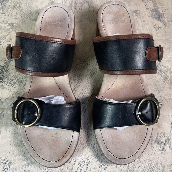 DANSKO Leather Lenny Buckle Double Strap Sandals - Picture 4 of 14